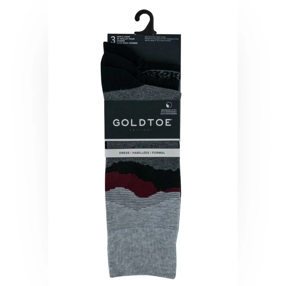 GoldToe Edition Mens Blueridge Crew Socks Assorted, 3 Pack